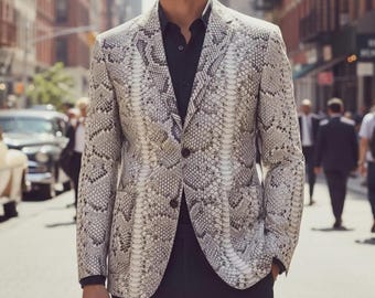 Men’s Snakeskin Pattern Blazer – Stylish Party Fashion Coat