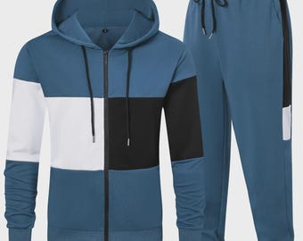Men’s Color Block Tracksuit – Hoodie and Joggers Set