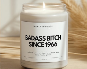 Funny 60th Birthday Gift, Badass Bitch Since 1966, Funny Candle, Sister Birthday Gift, 60 Birthday Gift For Friend, Gift For Her