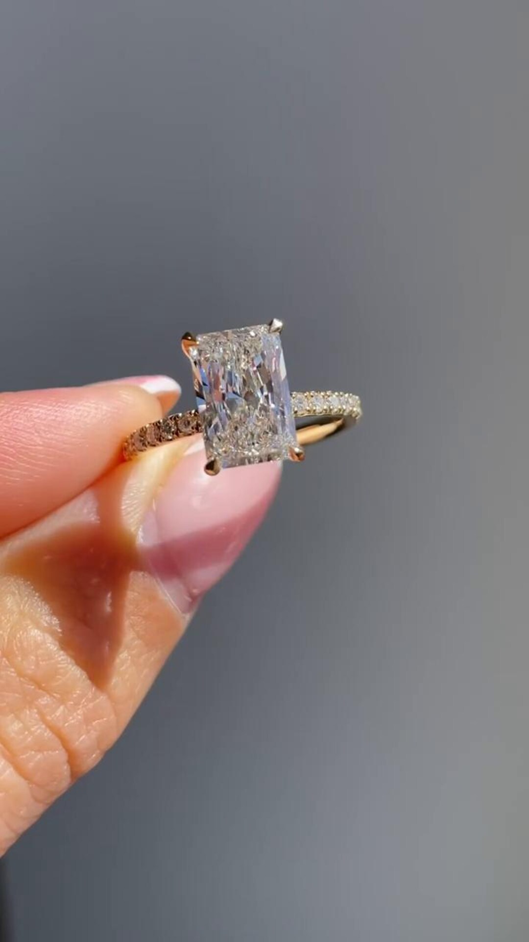 Radiant Cut Moissanite Engagement Ring 3.10CT Hidden Halo Pave Half ...