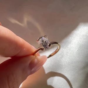 Langwerpige kussen Moissaniet verlovingsring 2,00 CT Solitaire Vintage drievoudige griffenset effen band 9k geelgouden bruids bruiloft sieraden ring