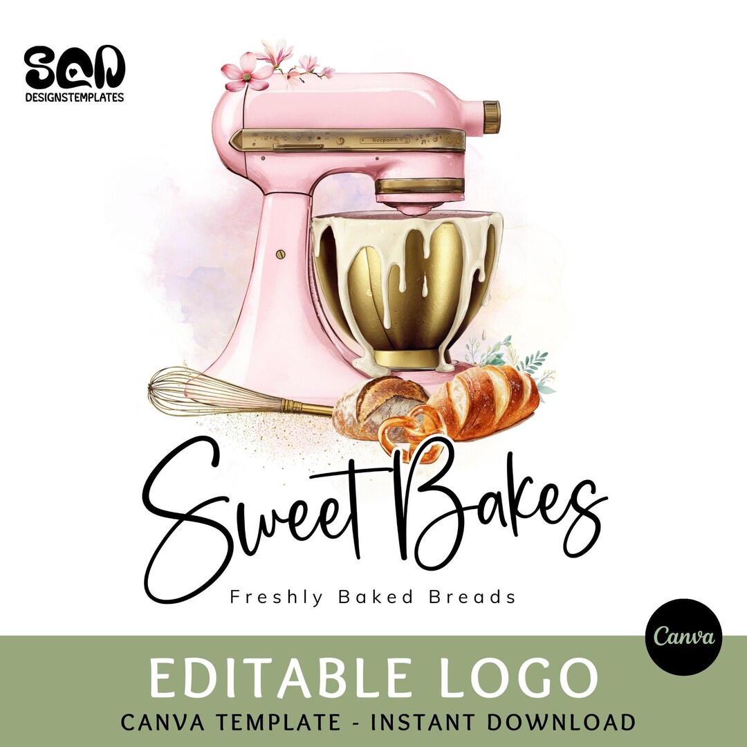pink and white modern bakery logo Images High Quality... Editable Watercolor Bakery Logo Pink, Home Bakery Logo, Pastry Chef ...
