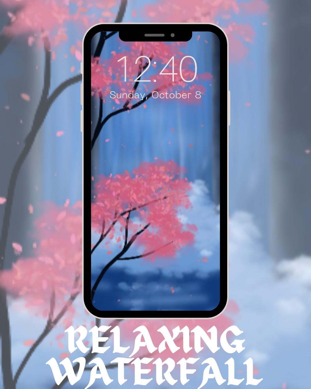 Relaxing Waterfall Phone Wallpaper – Digital Art (digital Download - Etsy