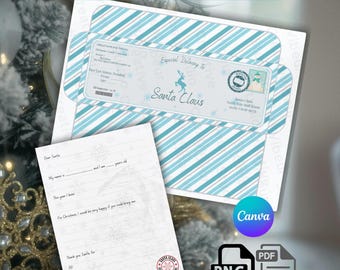 サンタクロースの手紙と封筒 | 印刷可能なクリスマスキット | PDF PNG | 北極メールテンプレート | Canva