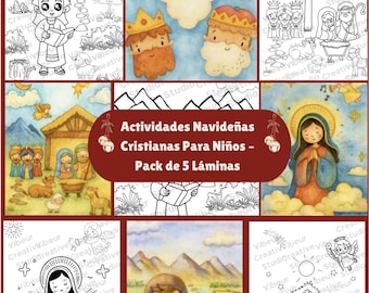 Aktywne Navideñas – Pakiet 5 arkuszy PDF dla Imprimir | Katecheza i Escuela