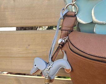 Dachshund Purse Charm with Leopard Tassel: Dog Lover Keychain