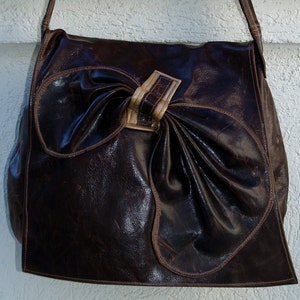 RESERVED FOR DIANE: Reduced from 220.00 to 200.00 Chocolate Brown Distressed Leather Hobo Handbag Purse with Sculpted Leather Accent image 2