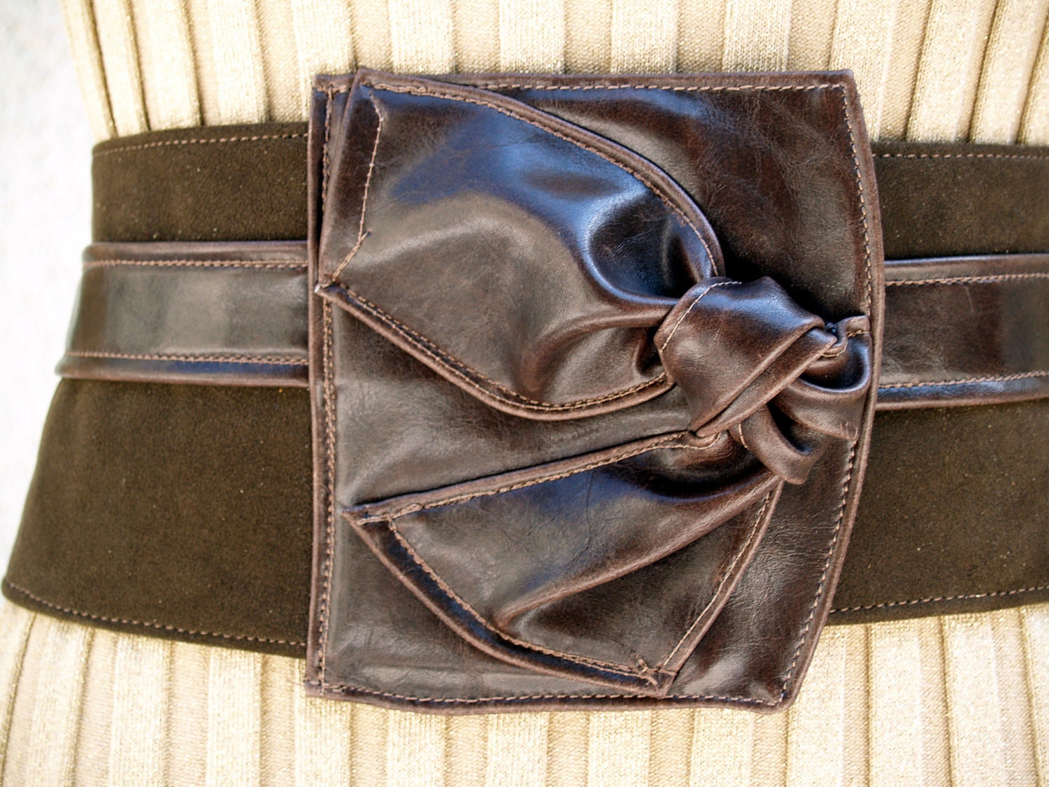 Asymmetric Chocolate Brown Vegan Leather and Ultrasuede Belt - Etsy