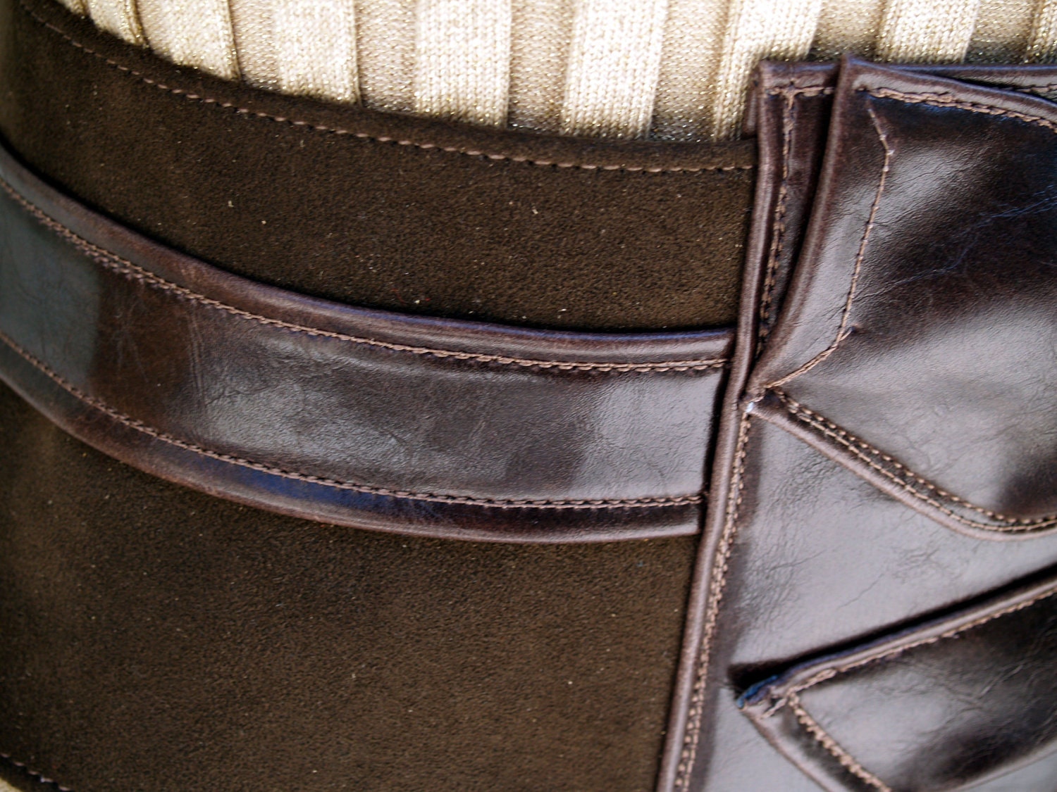 Asymmetric Chocolate Brown Vegan Leather and Ultrasuede Belt - Etsy