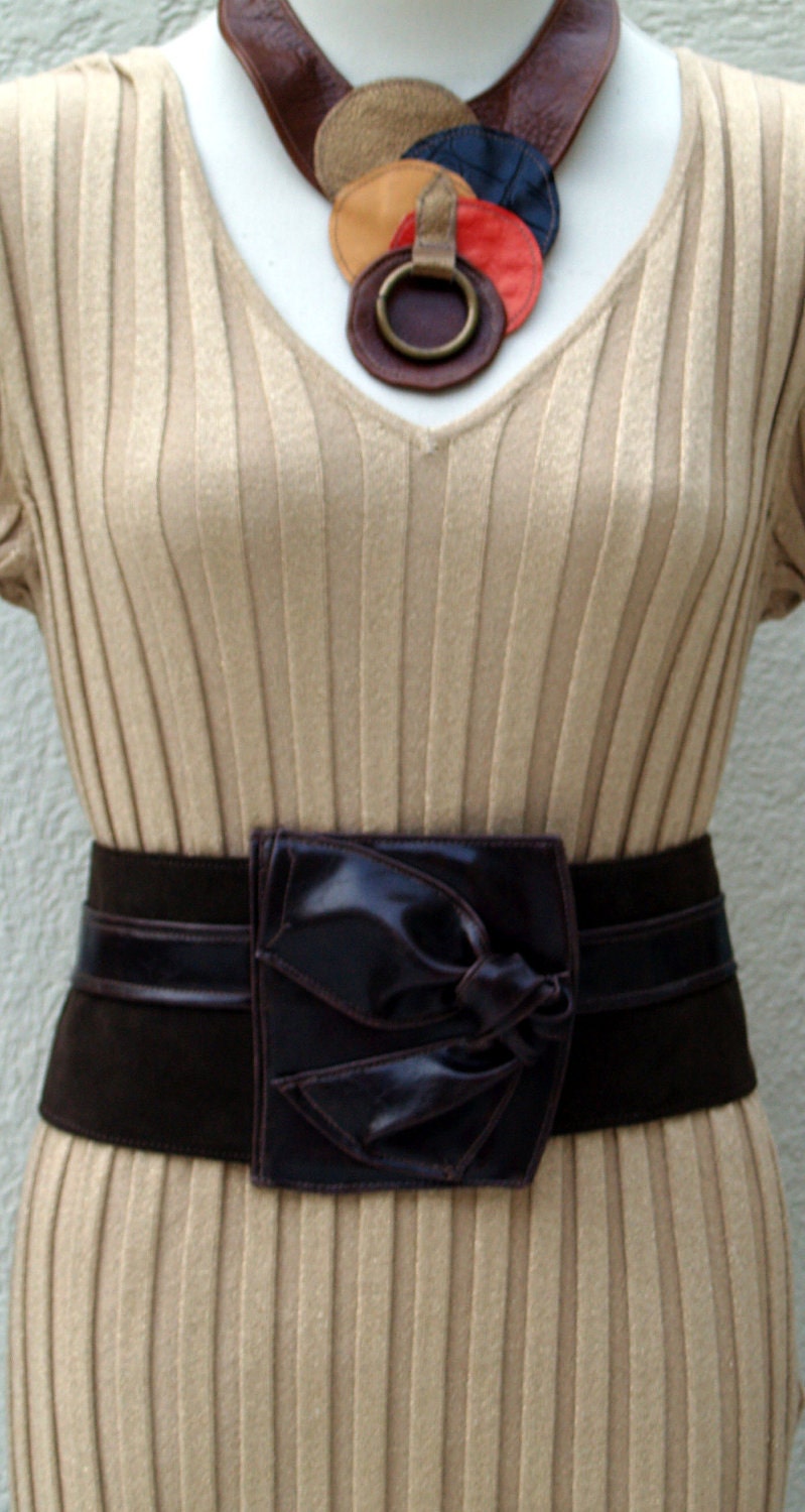 Asymmetric Chocolate Brown Vegan Leather and Ultrasuede Belt - Etsy