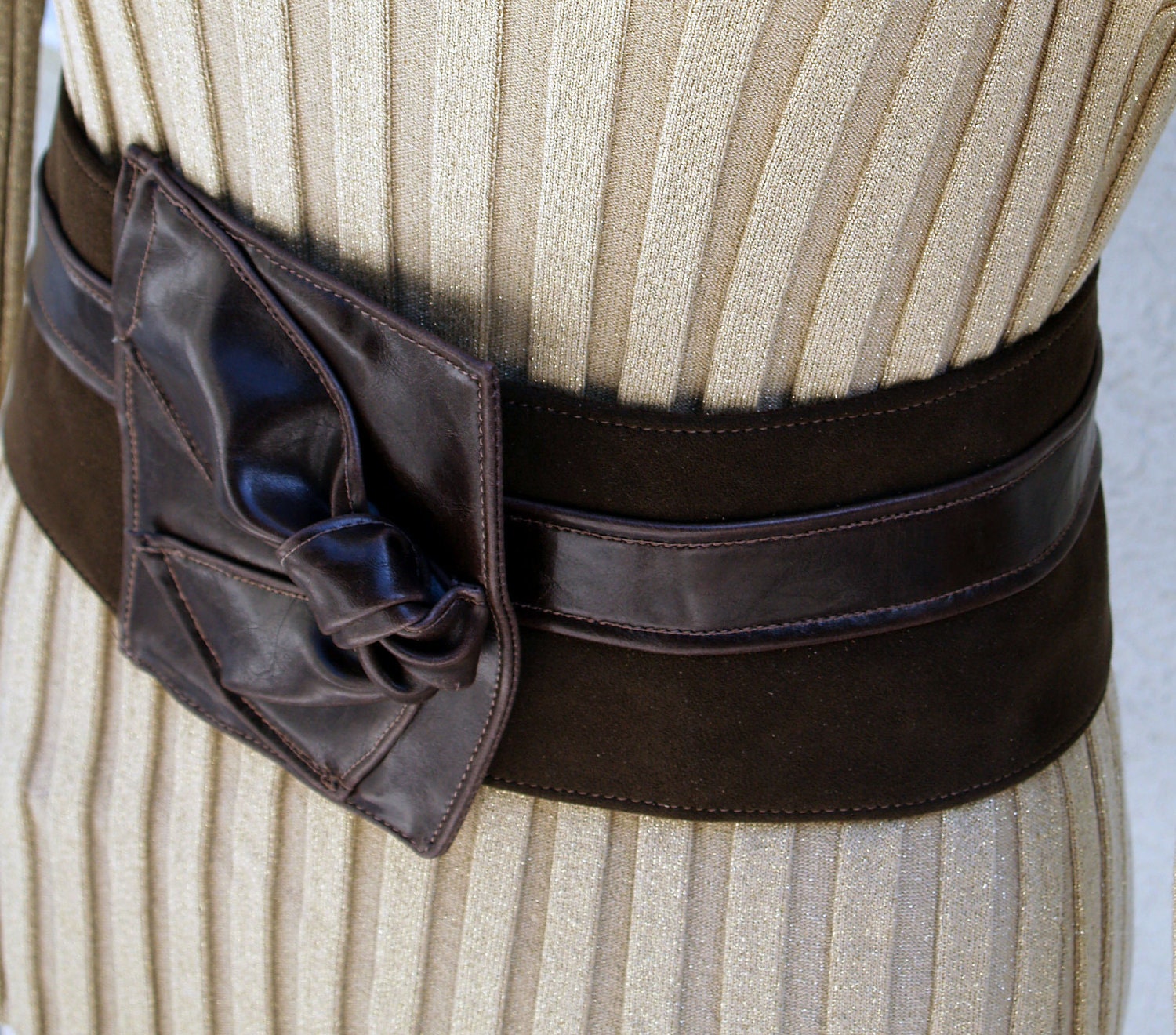 Asymmetric Chocolate Brown Vegan Leather and Ultrasuede Belt - Etsy