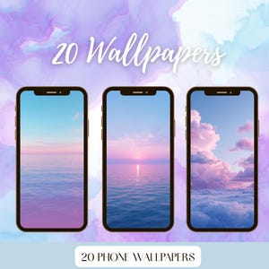 Pastel Cloud Phone Wallpaper Set of 20 – Blue Purple Sky and Dreamy Clouds | Aesthetic Backgrounds for iPhone & Android | Instant Download
