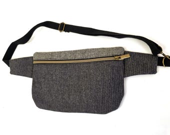 Minimalistische Gürteltasche aus 100% Wolle, Crossbody-Tasche, handgefertigte Fischgrät-Gürteltasche, Winter-Gürteltasche, Crossbody-Wolltasche