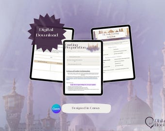 Fasting Preparation Canva Document for Reverts, Sawm Ramadan Schedule, Fasting Workbook to Prepare for Ramadan, Document for Muslim Reverts