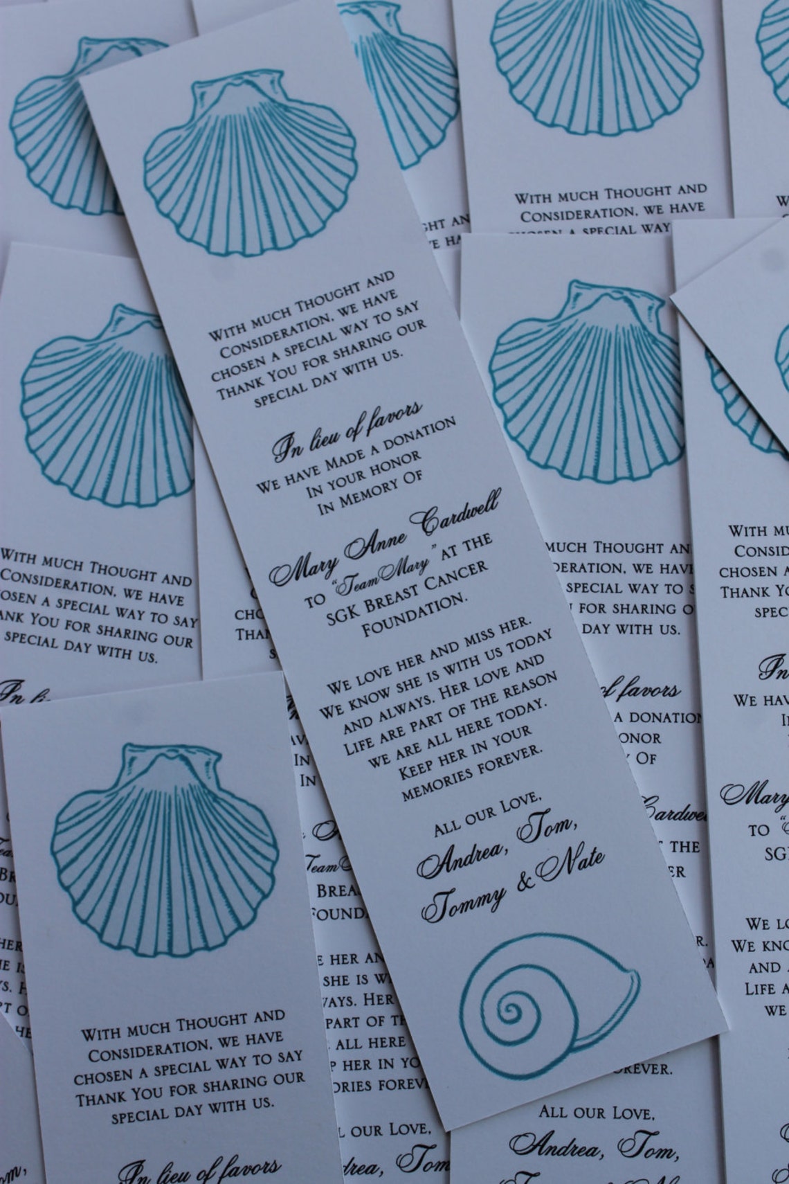 Seashell Favor Donation Bookmark - Etsy