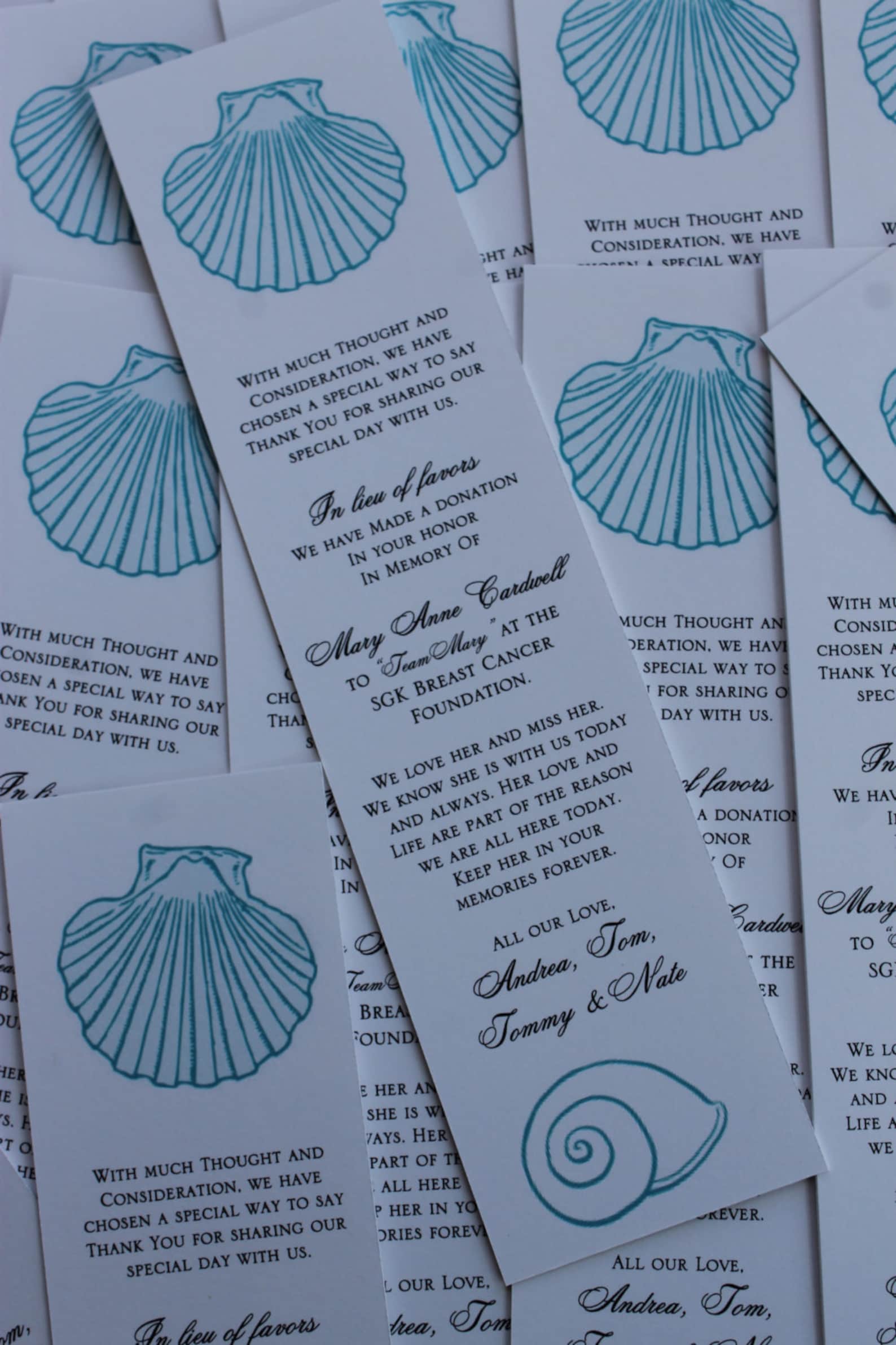 Seashell Favor Donation Bookmark - Etsy
