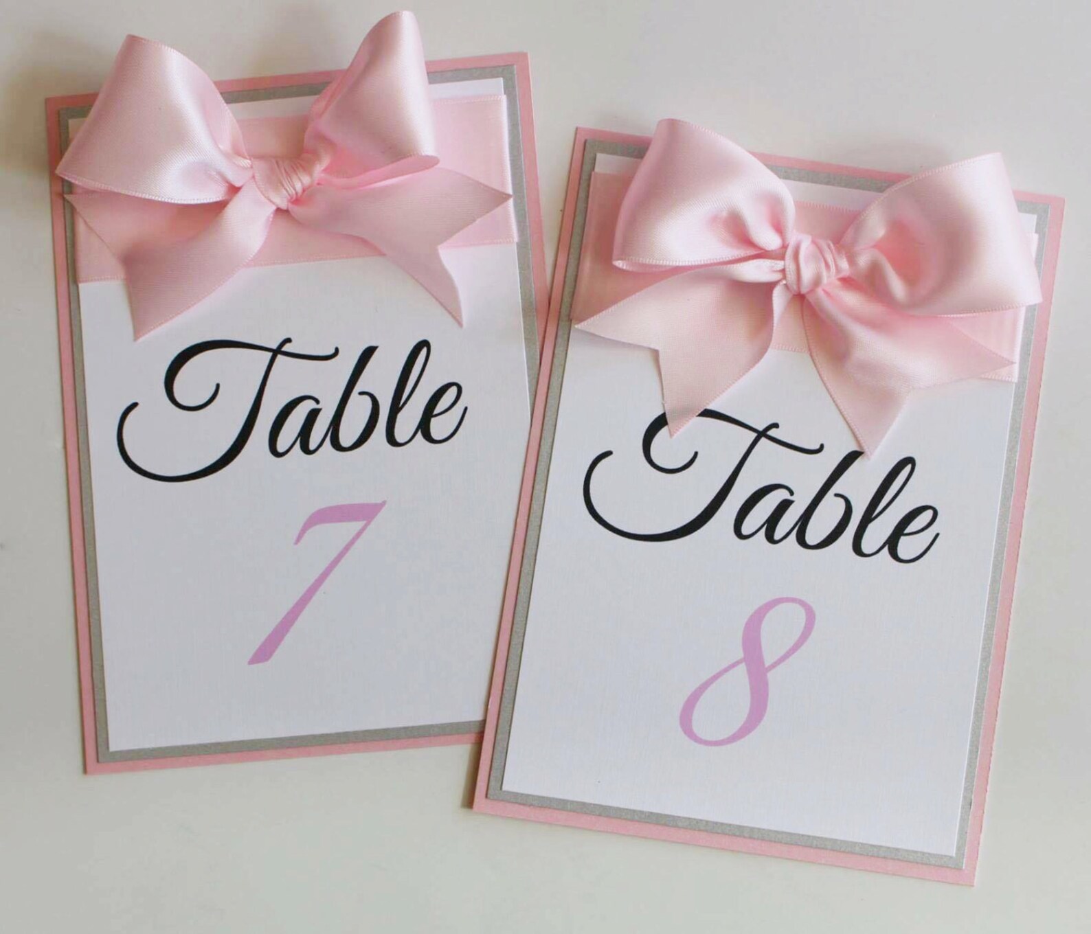 Pink Baby Shower Table Number With Large Bow - Etsy