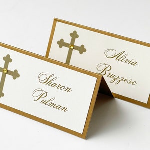 Classy Cross Gold Baptême-Communion Marque-places