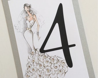 Sassy Bride Bridal Shower Table Numbers