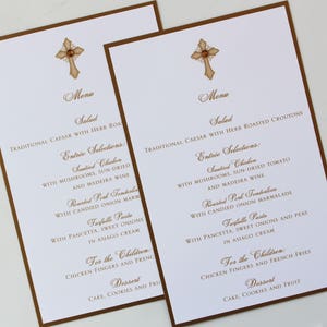 Gold Vintage Cross Baptism-Communion Menu