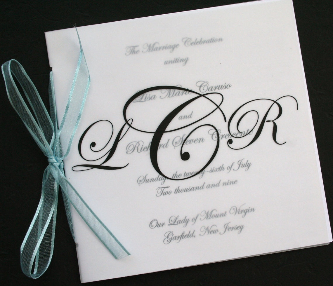 Square Vellum Monogrammed Wedding Program Etsy
