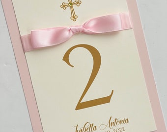 Delicate Cross Baptism-Communion Table Number Cards