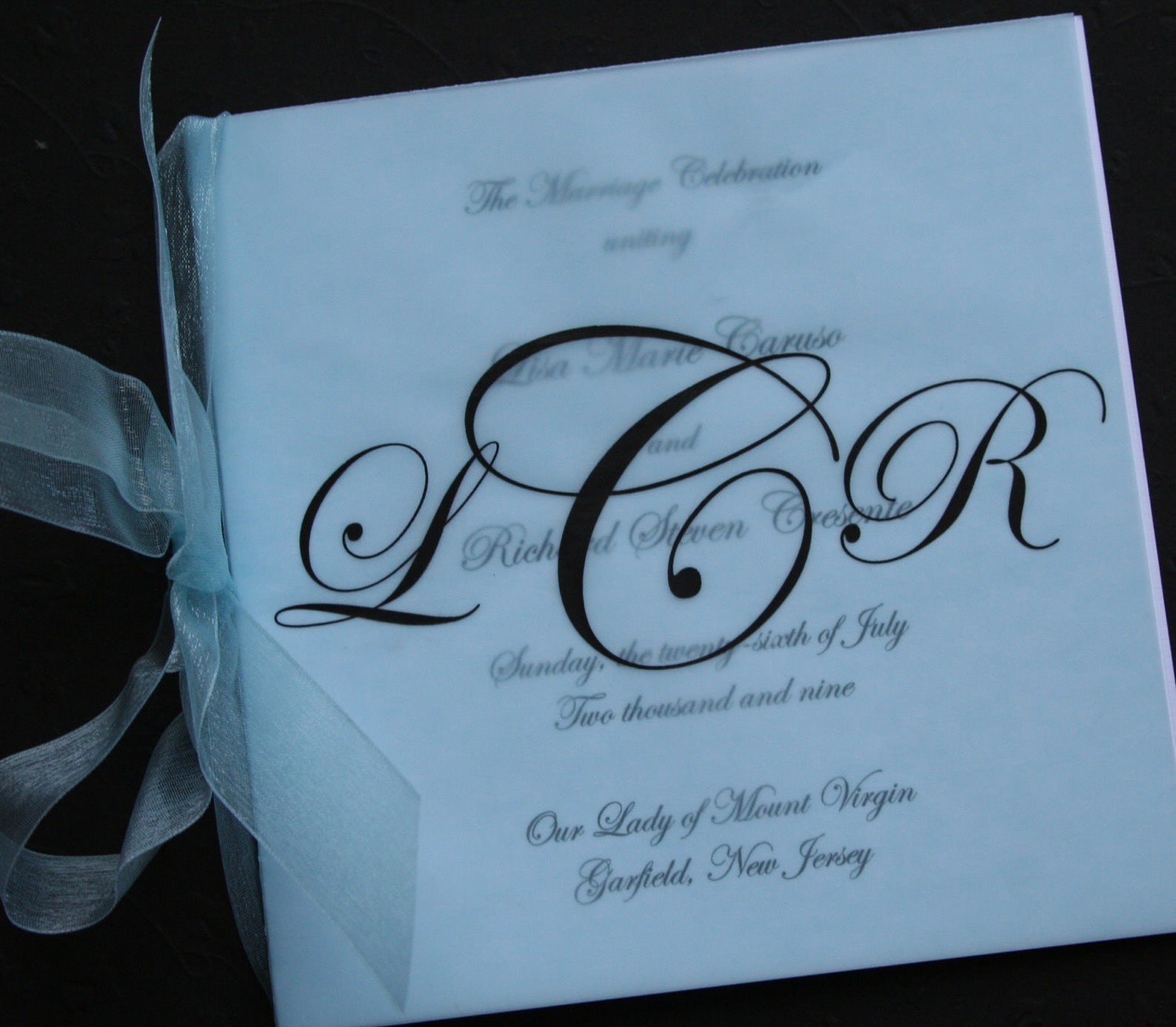 Square Vellum Monogrammed Wedding Program Etsy