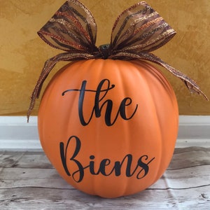 Personalized Orange Family Pumpkin; Modern script; Hand lettering