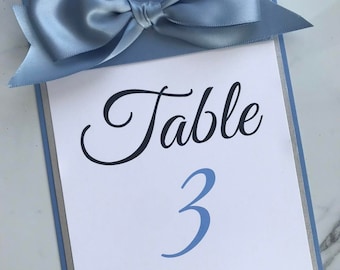 Blue Baby Shower Table Number with Large Bow