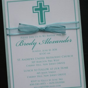 Boy Baptism-Communion Invitation with Bow