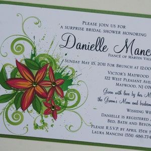 Invitación a la despedida de soltera hawaiana Luau Plumeria