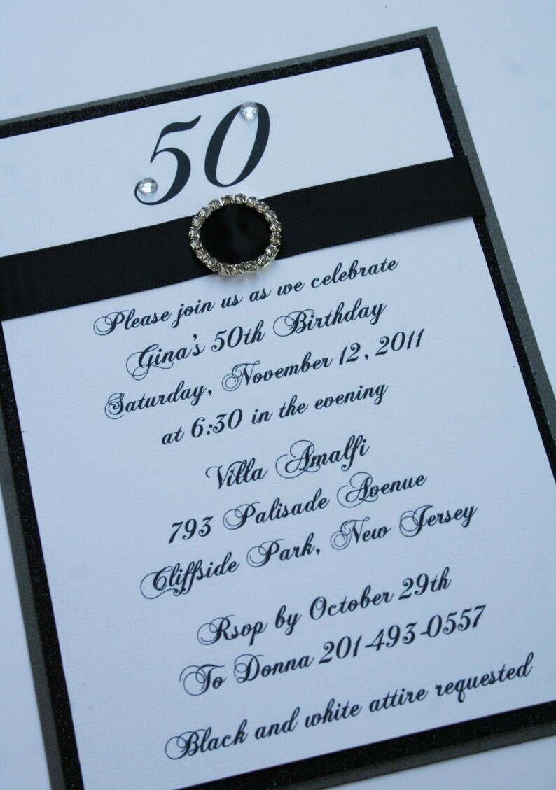 Black and White 50th Birthday Invitations Etsy