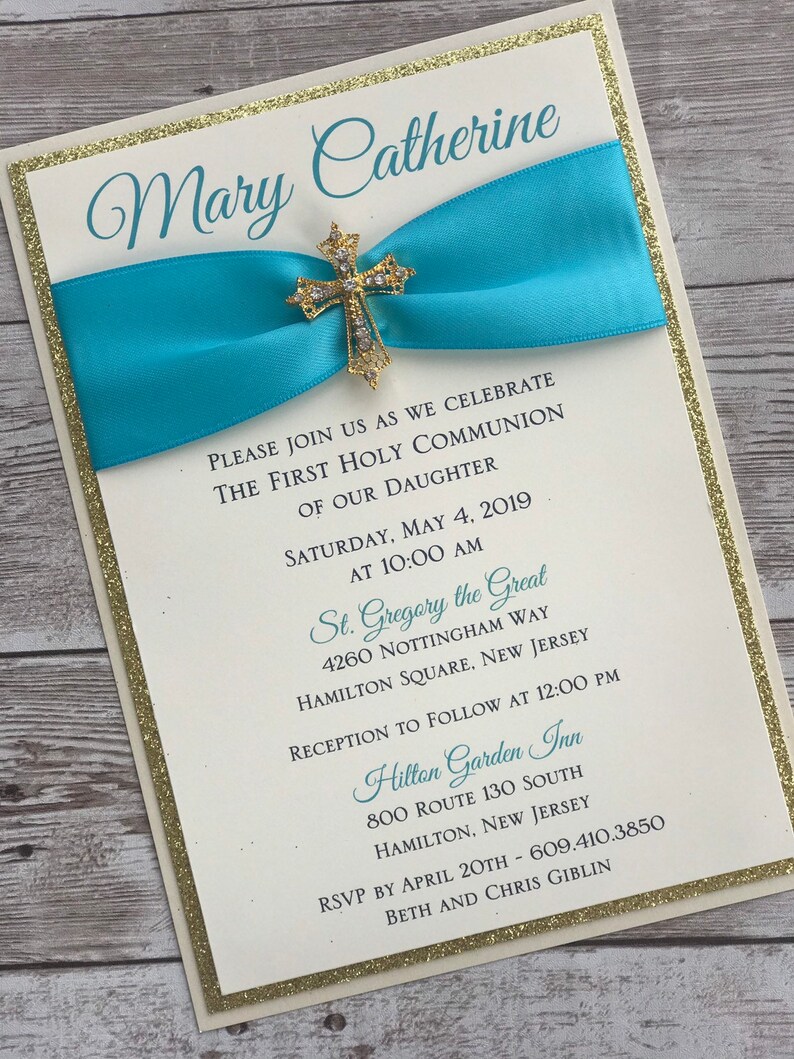 Invitation de bleu turquoise avec or vintage Etsy