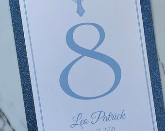 Blue Vintage Cross Table Numbers