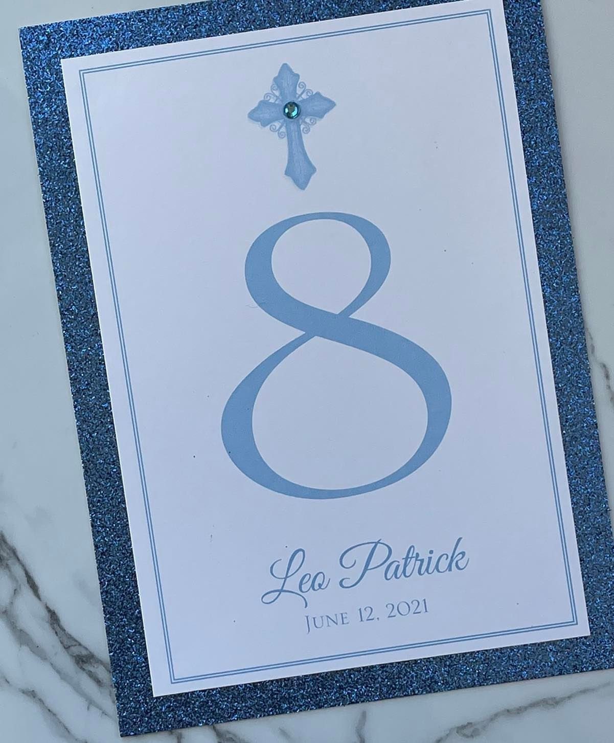 Blue Vintage Cross Table Numbers