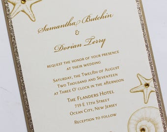 Beach Seashell Elegance Wedding Invitation