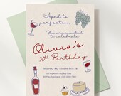 Aged to Perfection Wine Birthday Invitation, Wine Dinner Party Invite, 21st 30th 40th Birthday, Digital & Printable, Editable Canva Template