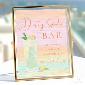 Dirty Soda Bar Sign Template, Editable Canva Menu, Sunset Soiree Gradient Drink Sign, Modern Party Drink Decor, Instant Download