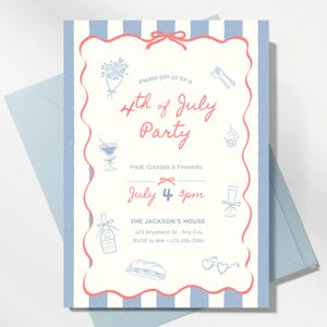 4th of July Party Invitation, America 250th Anniversary BBQ Invite, Patriotic Party, Editable Canva Template, Digital & Printable
