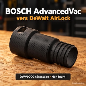 Bosch AdvancedVac till DeWalt AirLock-adapter — Passar för DWV9000-kontakt