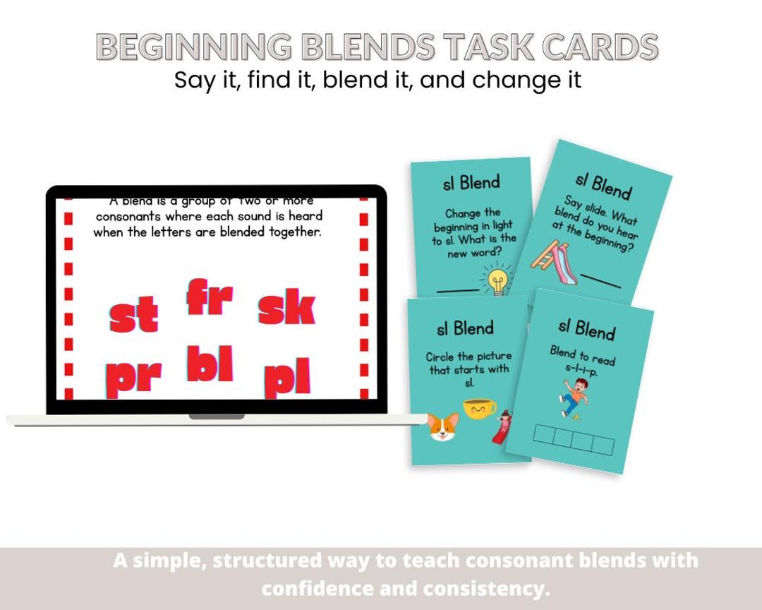 Consonant Beginning Blends Task Cards - Etsy
