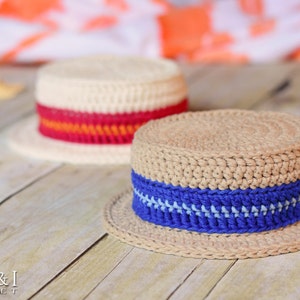 Crochet Hat PATTERN - Cabana Boy Hat - crochet pattern for boys sun hat, boater bucket hat pattern (5 sizes | Baby - Adult) - PDF Download