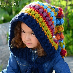 Crochet PATTERN Bohemian Nights Hoodie crochet hood pattern, pixie hat, boho fairy hood pattern 2 sizes Child & Adult PDF Download image 5