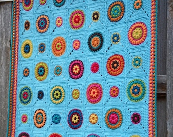 CROCHET Blanket PATTERN - Hippie Gypsy Blanket - crochet pattern for boho afghan blanket, colorful throw blanket pattern - PDF Download