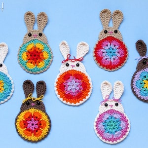 Crochet PATTERN Bunny in Bloom crochet bunny pattern, spring bunny ornament, Easter bunny pattern, bunny applique pattern PDF Download image 1