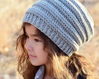 Crochet Hat PATTERN - Roll With It - crochet pattern for slouchy beanie hat (4 sizes | Toddler Child Adult sizes) - PDF Download