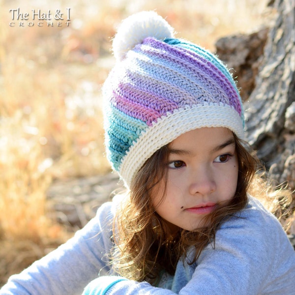 Crochet Hat PATTERN - Twist Top Beanie - crochet pattern for beanie hat, boy girl beanie pattern (5 sizes | Baby - Adult) - PDF Download