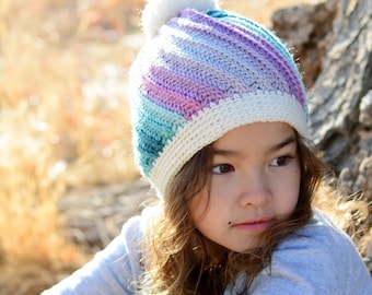 Crochet Hat PATTERN - Twist Top Beanie - crochet pattern for beanie hat, boy girl beanie pattern (5 sizes | Baby - Adult) - PDF Download