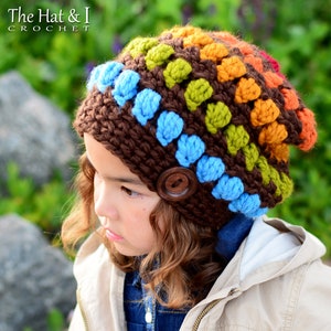 Crochet Hat PATTERN Bohemian Nights Hat crochet pattern for slouch hat, slouchy beanie 3 sizes Toddler Child Adult PDF Download image 1