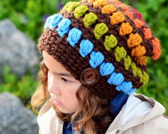 Crochet Hat PATTERN - Bohemian Nights Hat - crochet pattern for slouch hat, slouchy beanie (3 sizes | Toddler Child Adult) - PDF Download